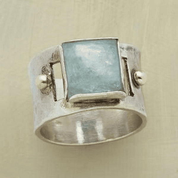 Vintage groene vierkante maansteenring – ring van Alma Sieraden